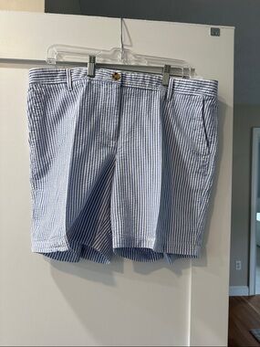 Women’s Blue & White Seersucker Shorts